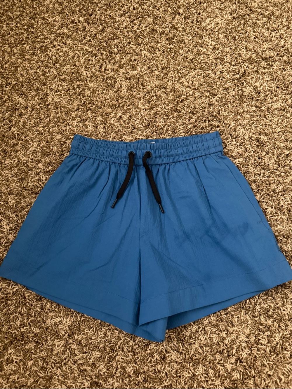 Blue Women's Elastic-Waist Drawstring Shorts Everlane Size small